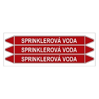 Značení potrubí, sprinklerová voda,3 ks, 355 × 37 mm